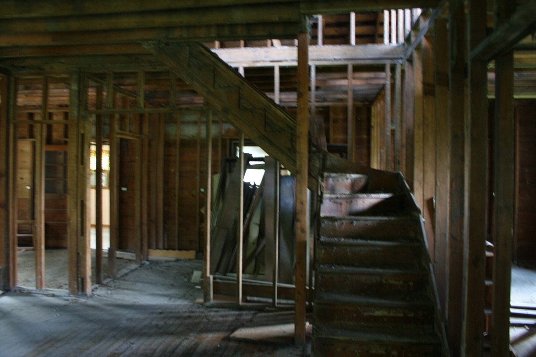 Interior stripped to studs during rebuild